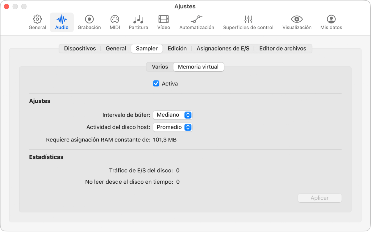 Ilustración. Ajustes de memoria virtual.
