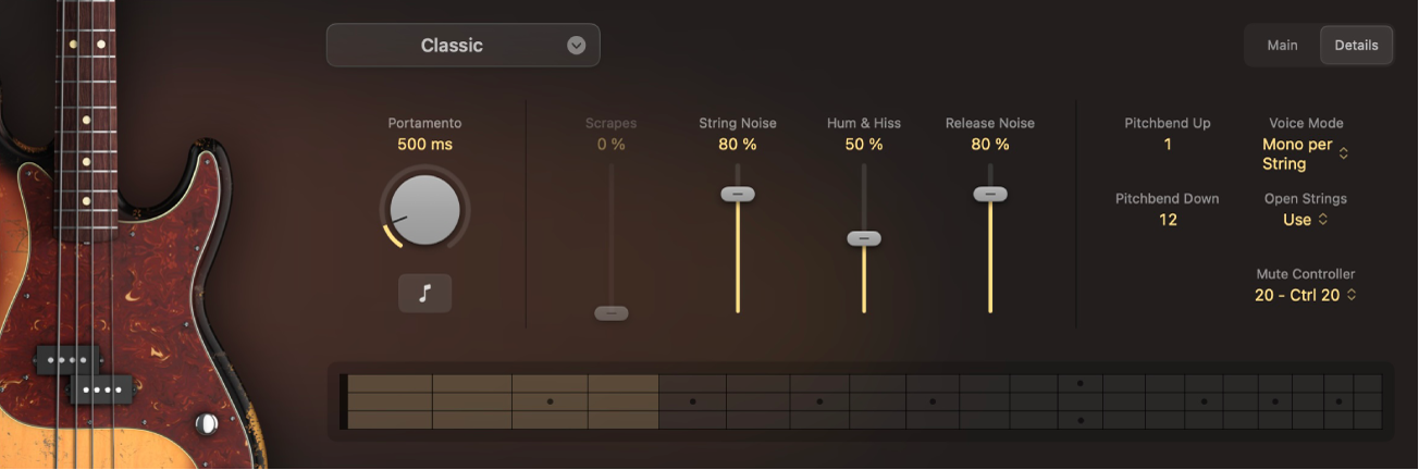 図。「Details」ビューが表示されたStudio Bass。