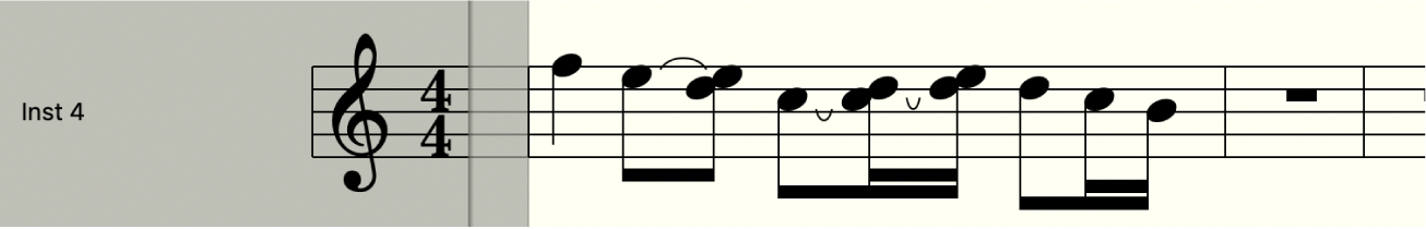 図。重なりの修正をオフにした場合とオンにした場合の音符オブジェクト。