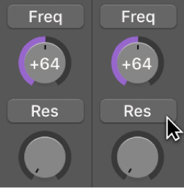 図。ノブへのコントローラ割り当てが表示されたMIDIチャンネルストリップ。