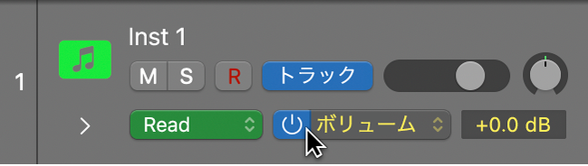 図。「オートメーションパラメータ」ポップアップメニュー。