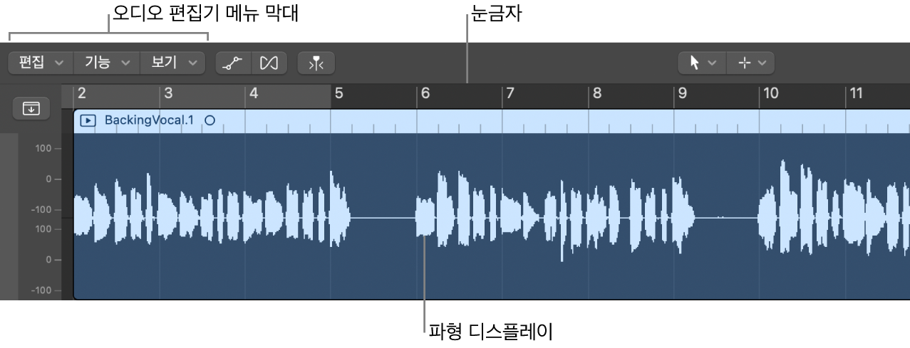 그림. 오디오 트랙 편집기.
