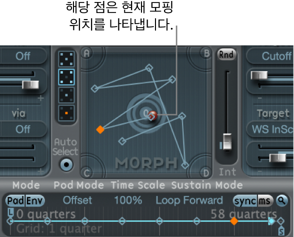 그림. Morph 패드 및 타임라인.