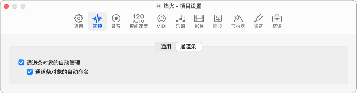 图。通道条项目设置。