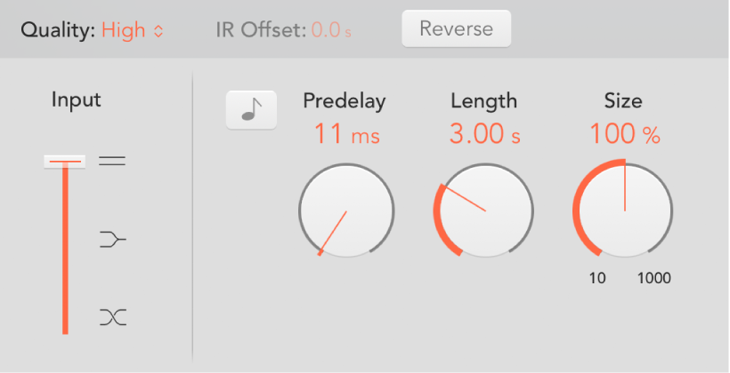 Impulse response parameters in the global controls section.