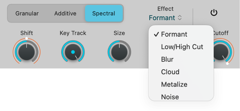 Figure. Effets spectraux de Sample Alchemy.