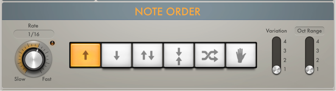 그림. Arpeggiator Note Order 파라미터.