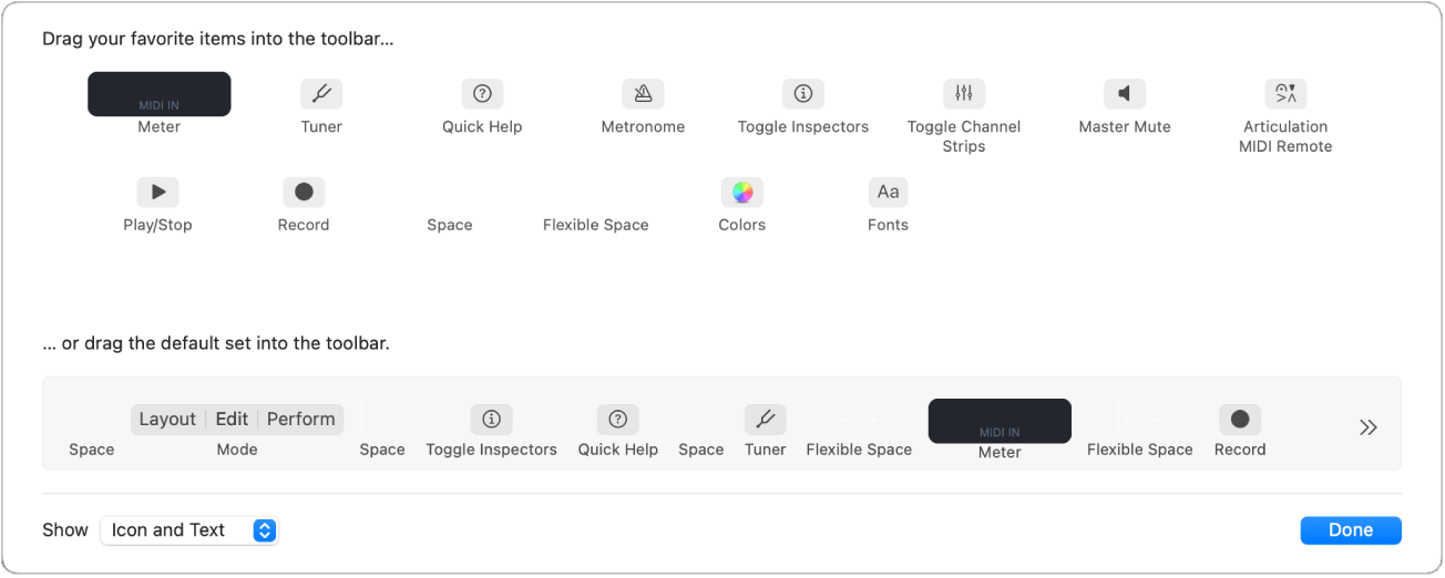 그림. 도구 막대 윈도우 사용자화하기.