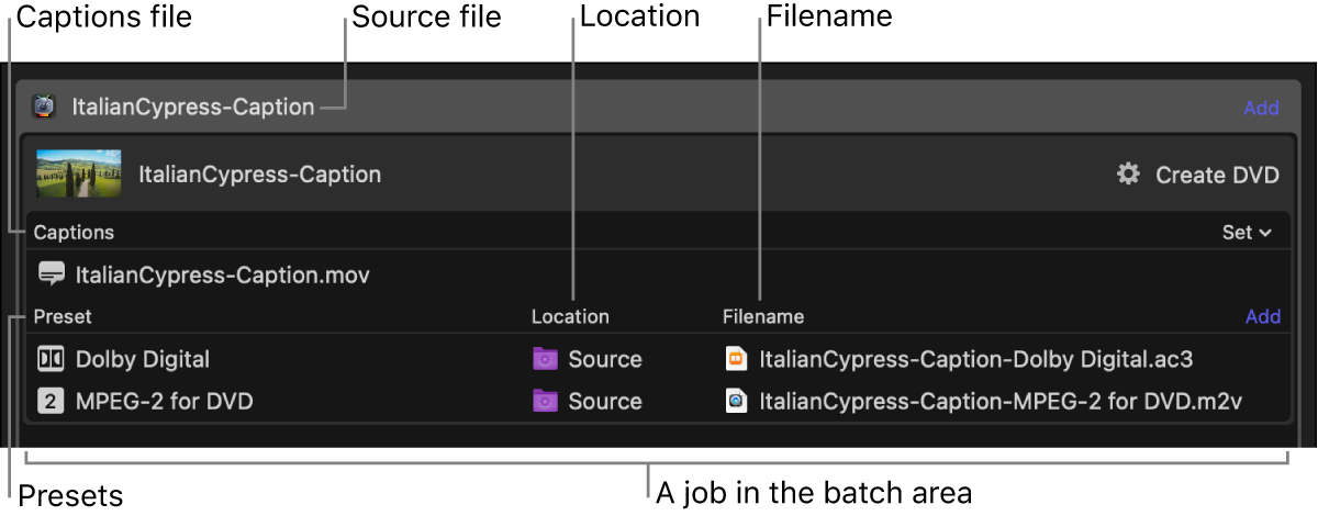 Un’attività nell’area del gruppo di Compressor a cui sono stati applicati diverdi preset.
