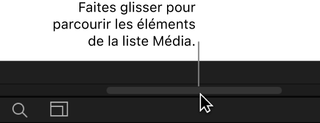 Fenêtre Projet affichant l’onglet Média avec toutes les colonnes visibles