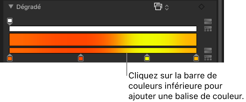 Éditeur de dégradé affichant la balise de la nouvelle couleur