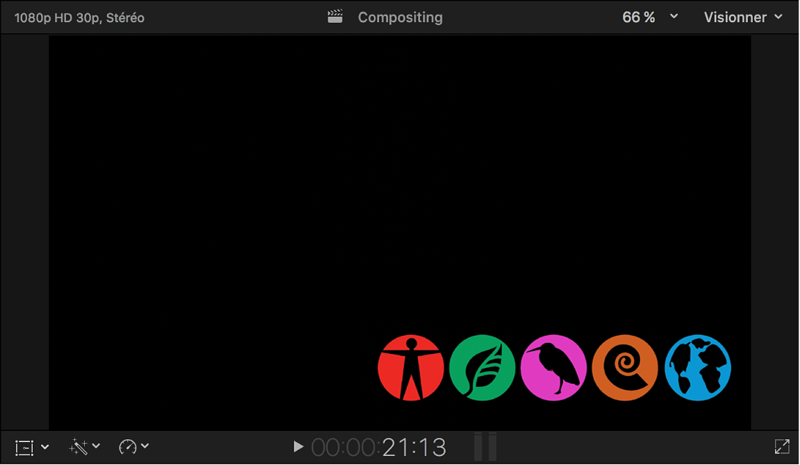 Visualiseur affichant l’image de remplissage du canal alpha (une rangée d’icônes)