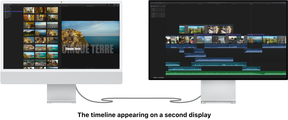 보조 디스플레이에 표시된 타임라인