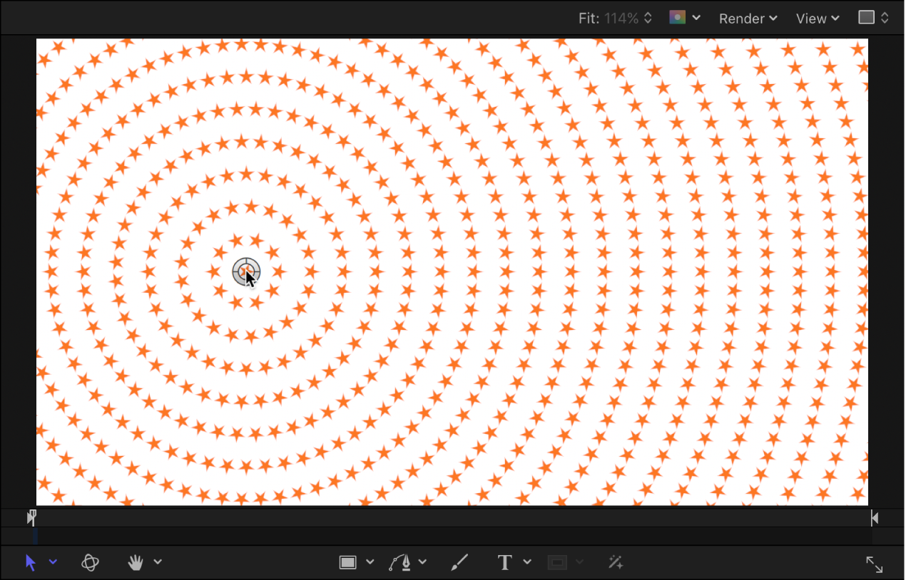 Canvas mit der Generatormitte, die an eine neue Position bewegt wird