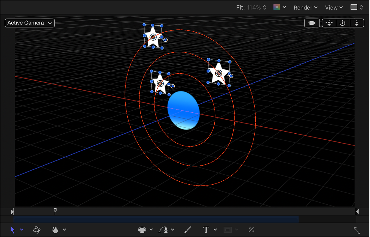 Canvas showing Orbit Around behavior when both X and Y axes are enabled