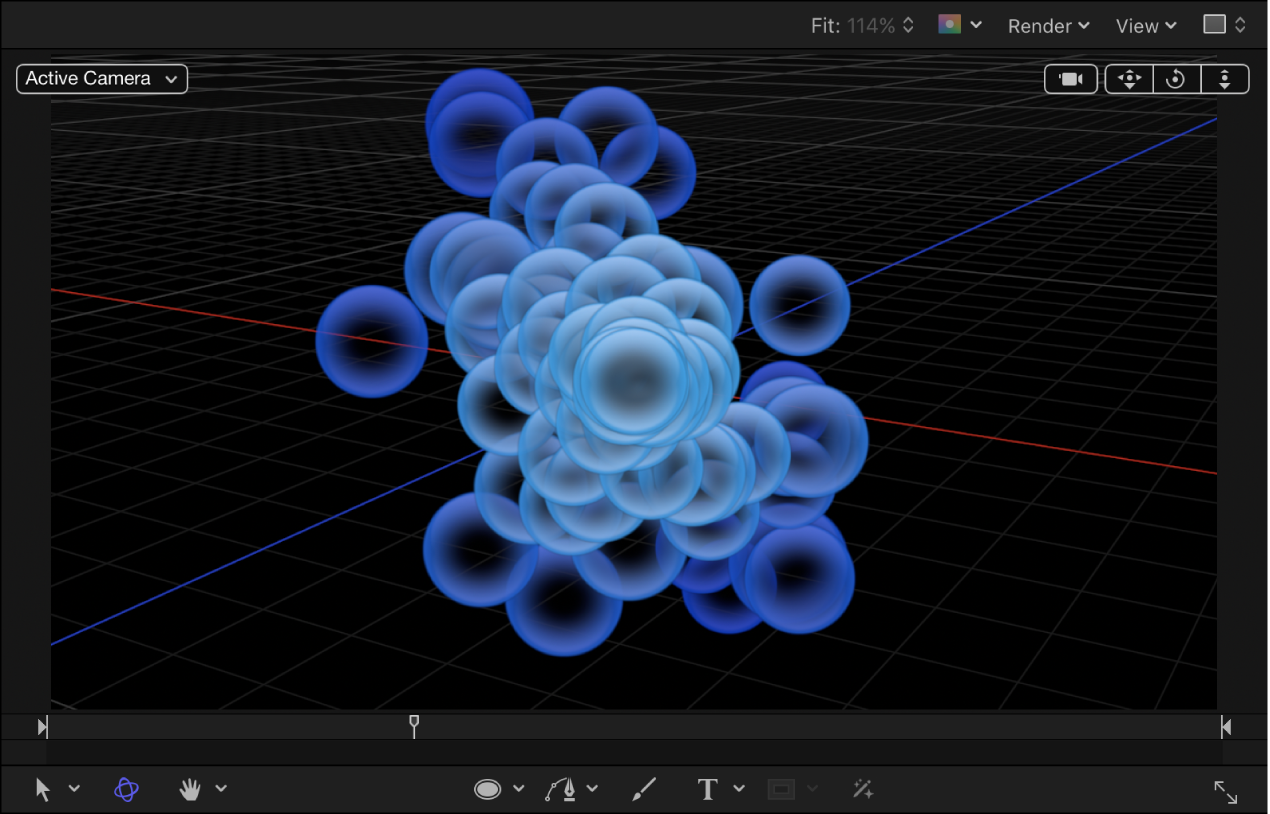 Canvas showing Particle system with Depth Ordered setting off