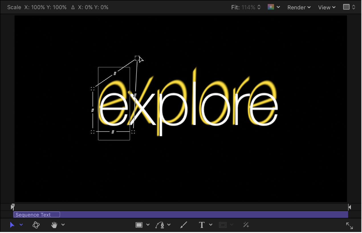 Canvas showing text glow warped