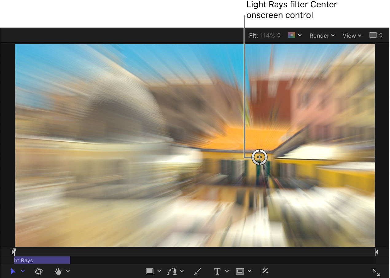 Light Rays filter Center onscreen control