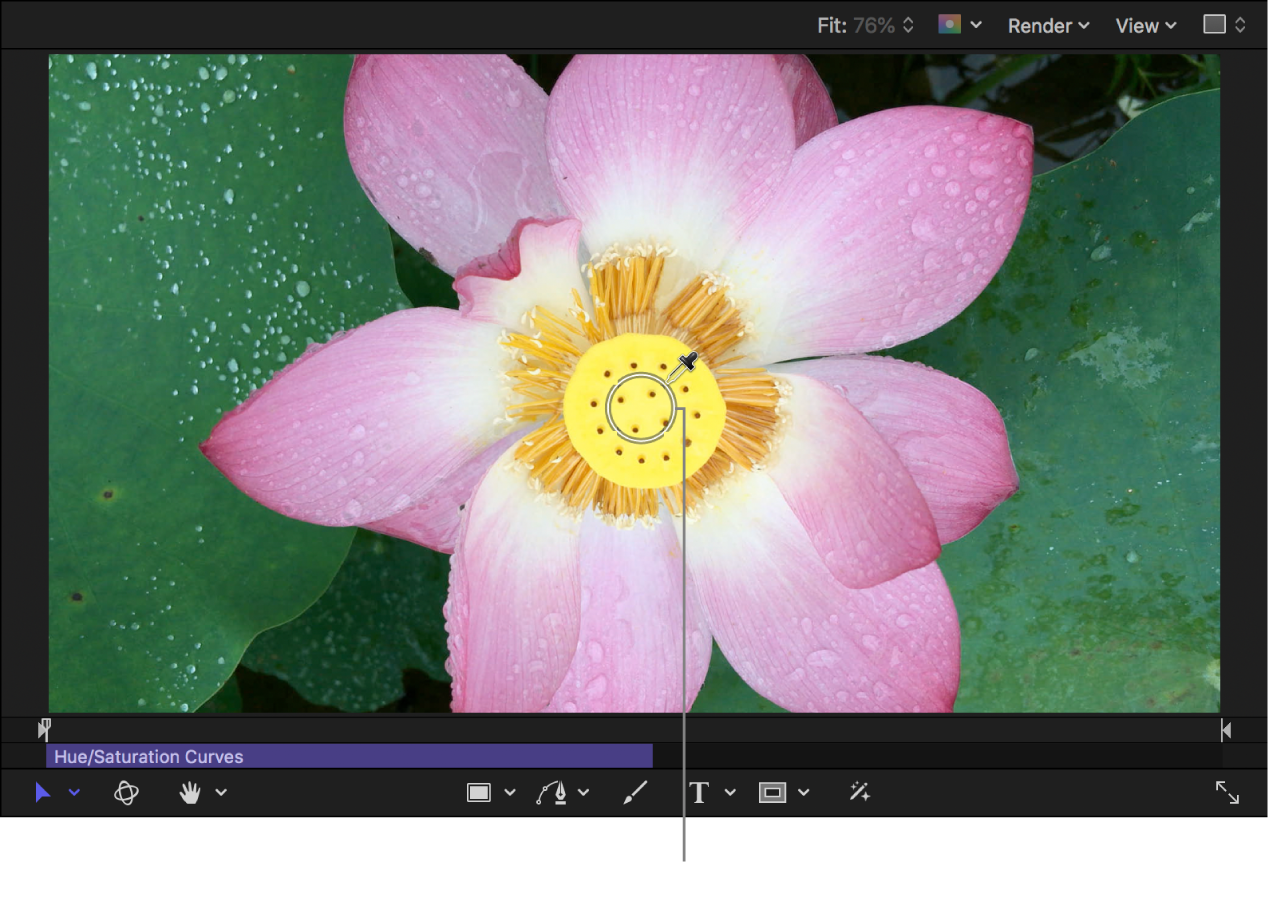 The eyedropper positioned over a color in the canvas