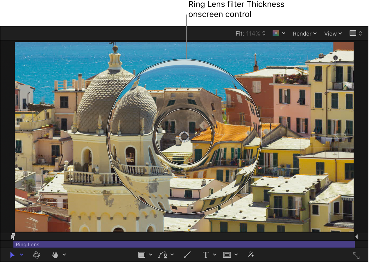 Ring Lens filter Thickness onscreen control