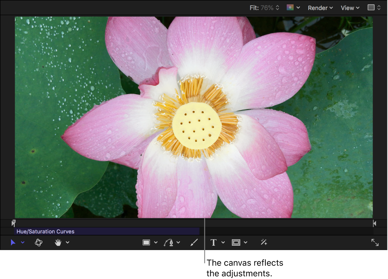 The canvas showing the saturation change