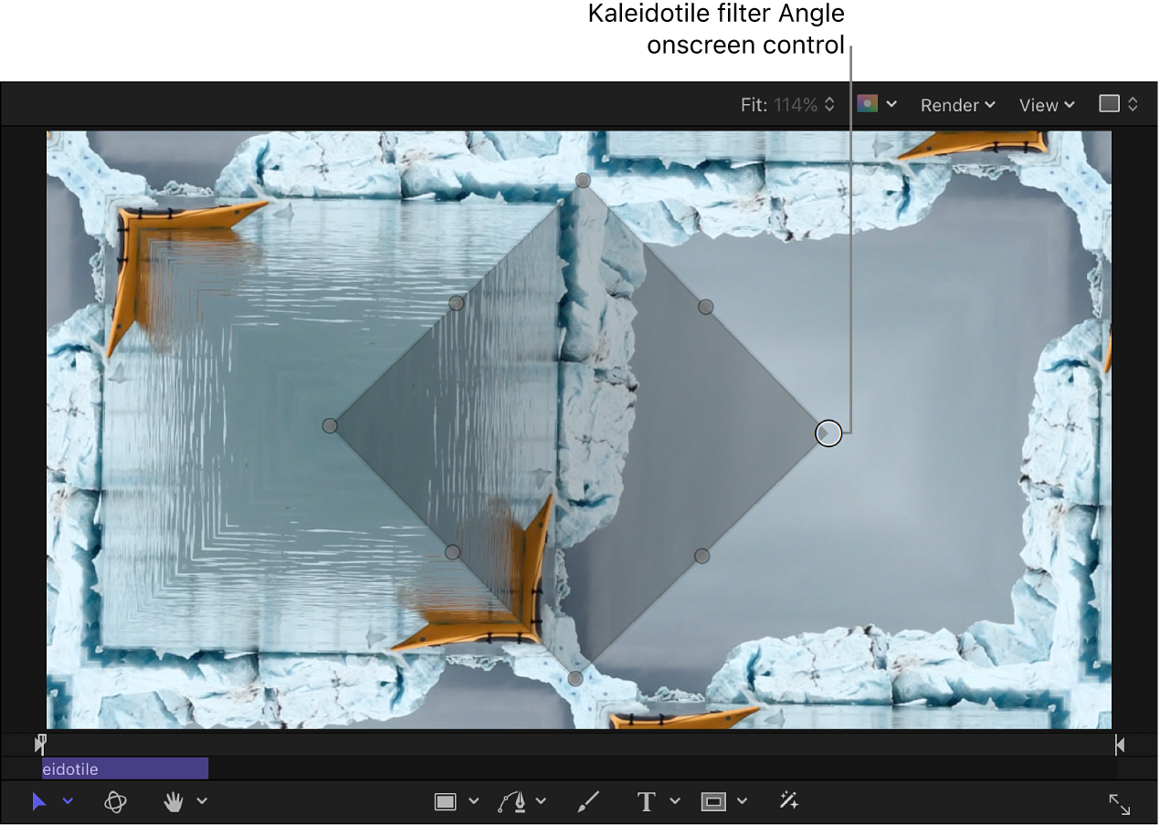 Control en pantalla Ángulo del filtro “Mosaico caleidoscópico”
