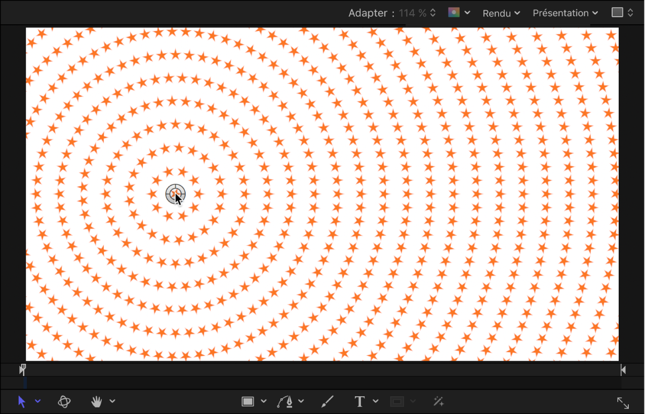 Centre du générateur en cours de déplacement dans le canevas
