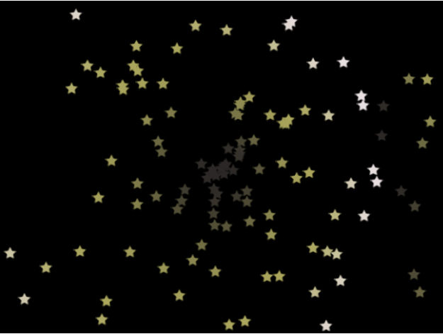 Canevas affichant un système de particules où l’option « Afficher les particules sous forme de » est définie sur Image