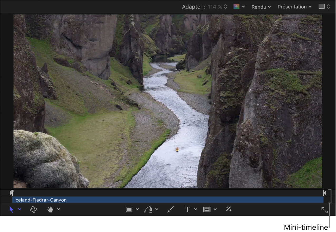 Canevas affichant la mini-timeline