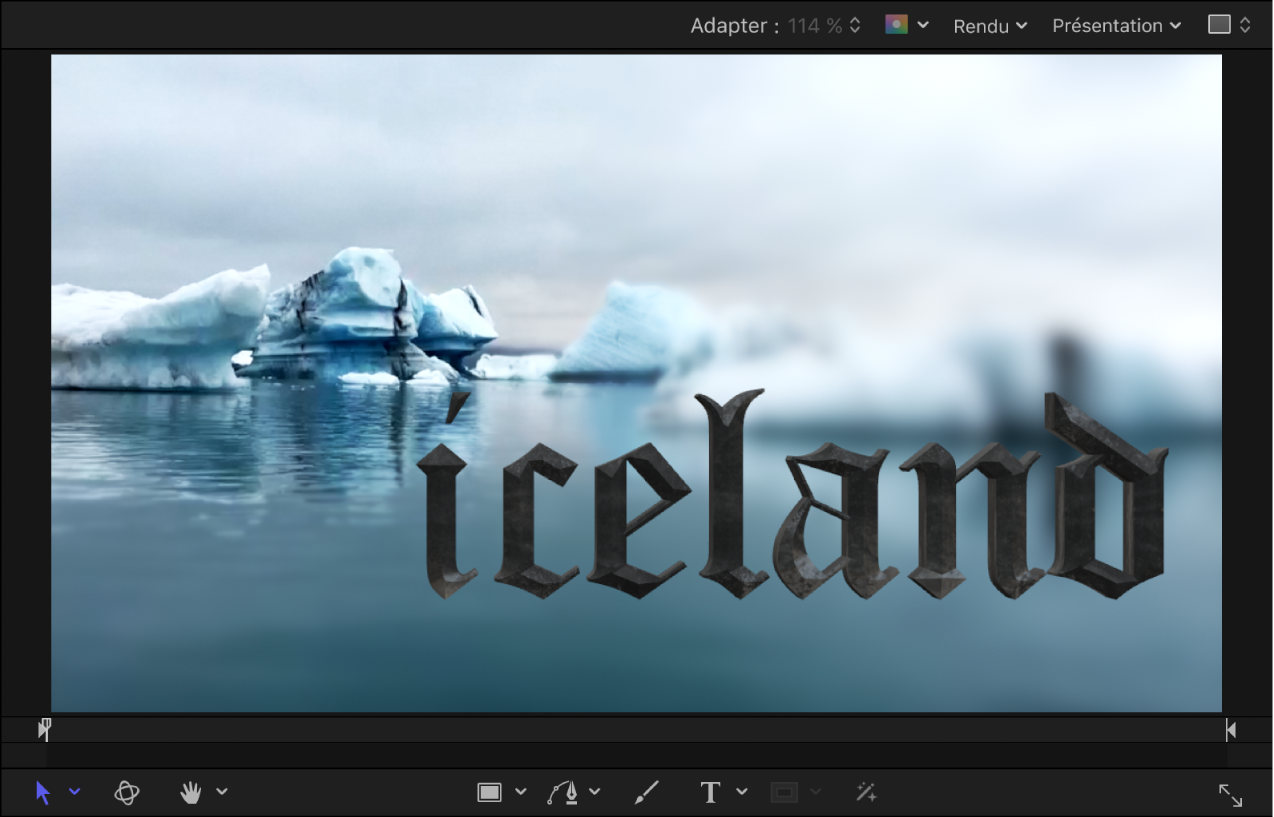 Canevas affichant du texte 3D auquel un style est appliqué.