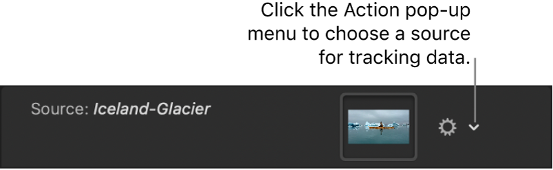 「ビヘイビア」インスペクタ。「アクション」ポップアップメニューが表示されています