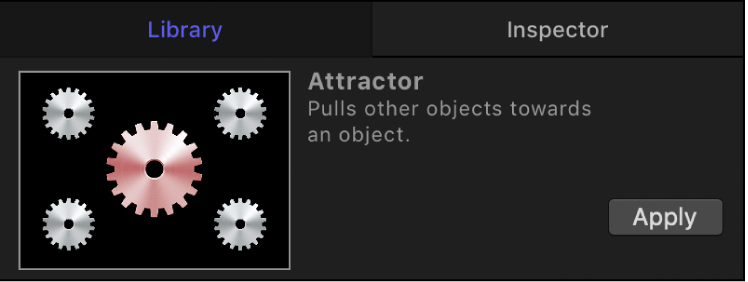 「ライブラリ」のプレビュー領域。ビヘイビアのプレビューが表示されています
