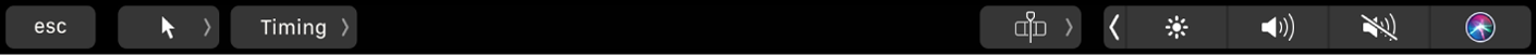 MotionプロジェクトでのTouch Barのオプション(オブジェクトが選択されている場合)