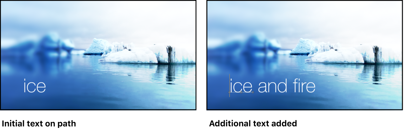 경로상 텍스트가 편집되는 모습이 보이는 캔버스