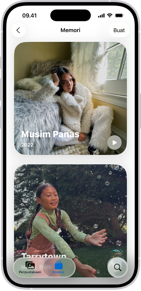 App Foto terbuka di koleksi Memori.