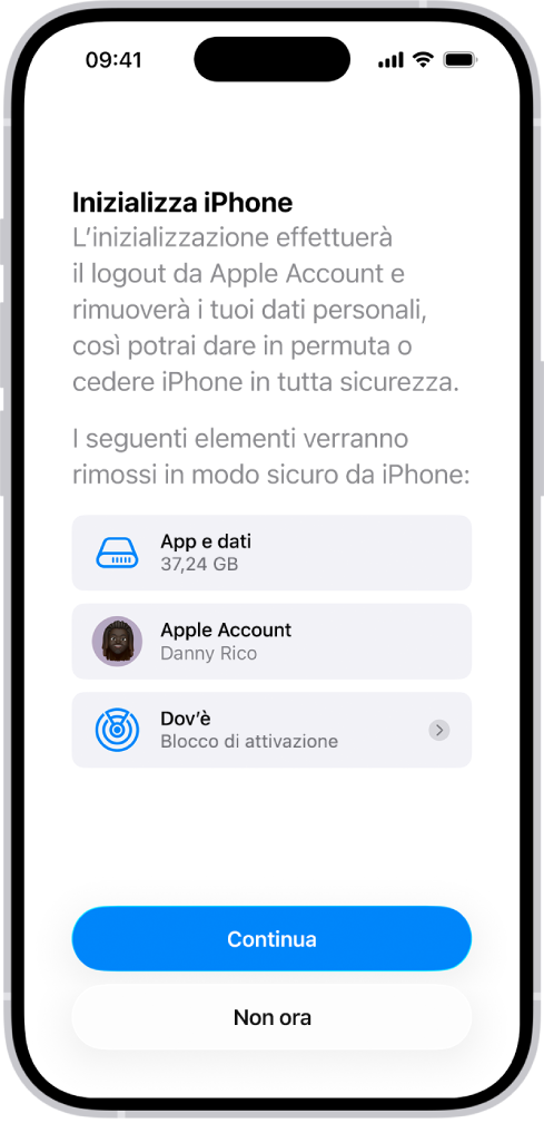 La schermata di inizializzazione di iPhone.