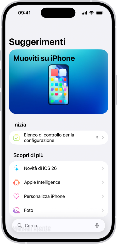 Una schermata che mostra una raccolta di suggerimenti con le frecce a indicare che puoi toccare una raccolta per visualizzare i suggerimenti al suo interno.