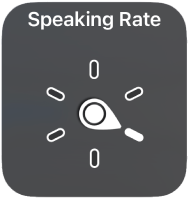Rotorvadīkla, kuras rādītājs vērsts uz iestatījumu Speaking Rate.