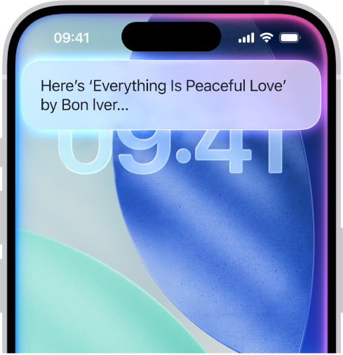Een iPhone met boven in het scherm een antwoord van Siri.