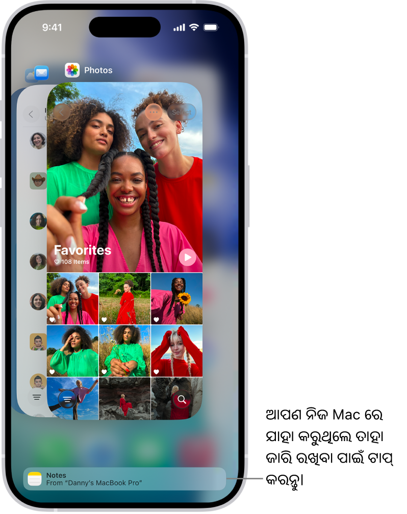 iPhone ରେ ଥିବା ଏକ ଆପ୍ ସ୍ବିଚର୍ ସ୍କ୍ରୀନ୍ର ନିମ୍ନ ପାର୍ଶ୍ୱରେ ଏକ Handoff ନୋଟିଫିକେଶନ୍ ଦେଖାଉଛି।