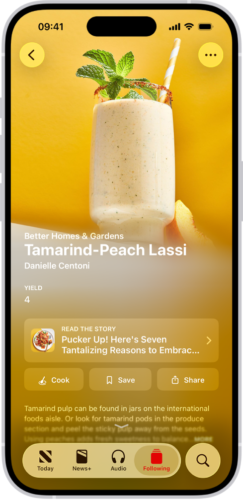 Uma receita no Apple News+.