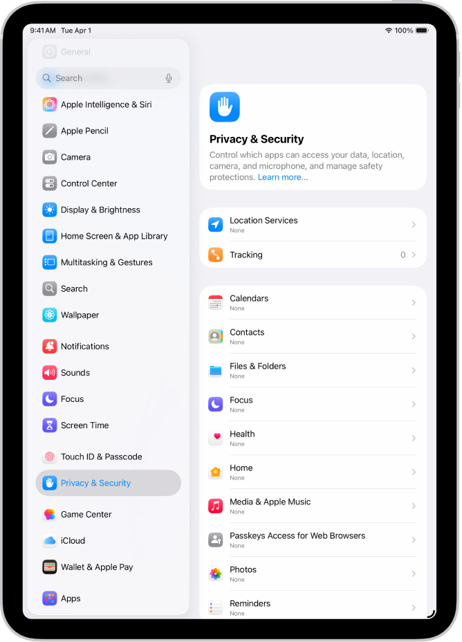 Es mostra la pantalla “Privacitat i seguretat”, amb la configuració de la secció “Localització” i “Rastreig” i opcions per controlar quines apps poden accedir a les teves dades.