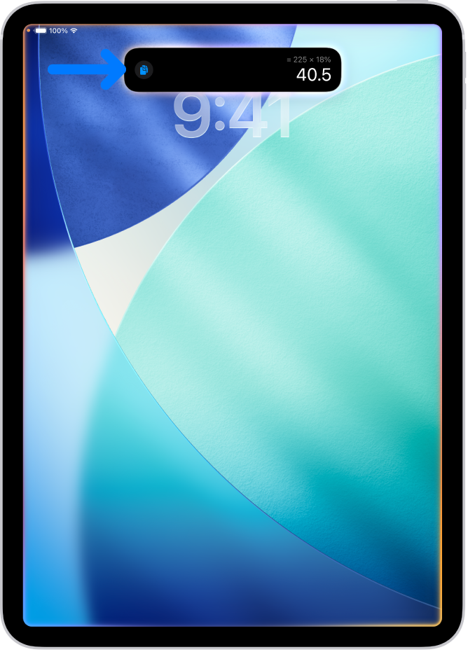 בחלקו העליון של מסך ה-iPad מופיעה תגובה מ-Siri בצורת חישוב.