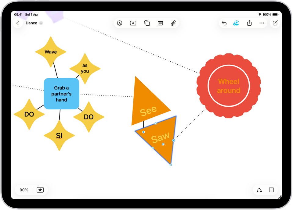 Titik penghubung yang sedang diubah di diagram.