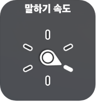 다이얼이 말하기 속도 설정을 가리키고 있는 로터 제어기.