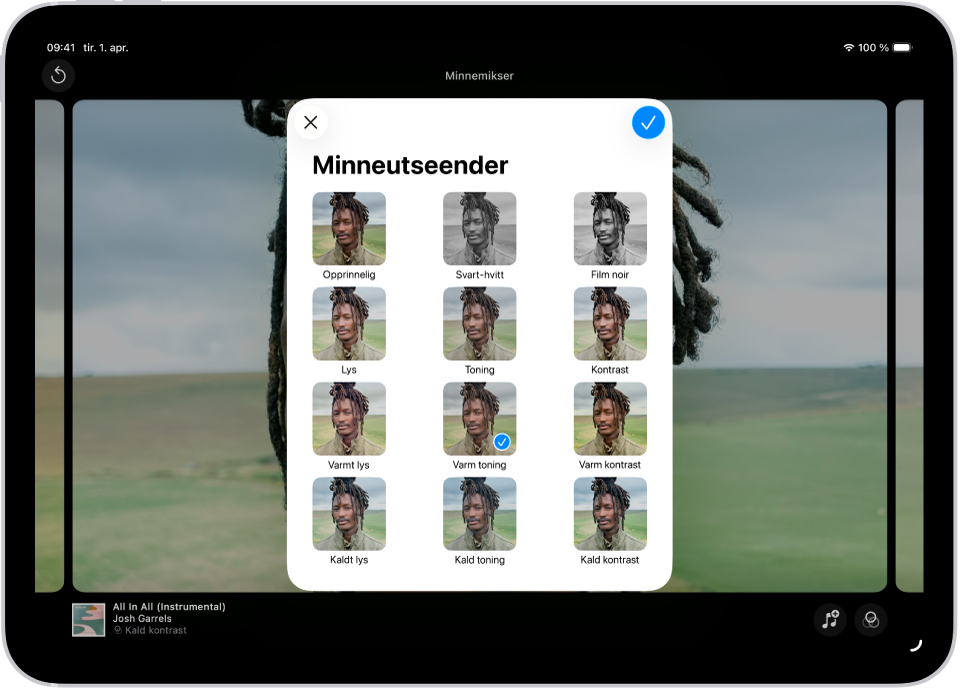 En minnefilm spilles av, og midt på skjermen er valgene for å bruke et minneutseende.