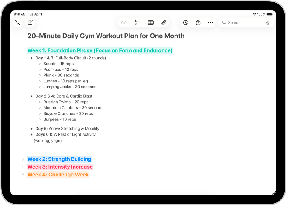 ସ୍କ୍ରୀନ୍‌ର ଶୀର୍ଷରେ ଥିବା ସଂକୁଚିତ ହୋଇପାରୁଥିବା ଶୀର୍ଷକ ସହିତ ନୋଟ୍ ଆପ୍‌ରେ ଥିବା ଏକ ନୋଟ୍।