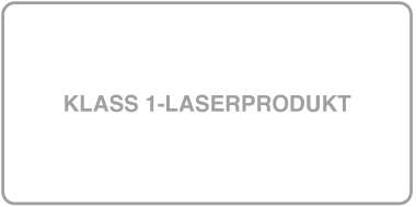 En etikett med texten ”Klass 1-laserprodukt”.