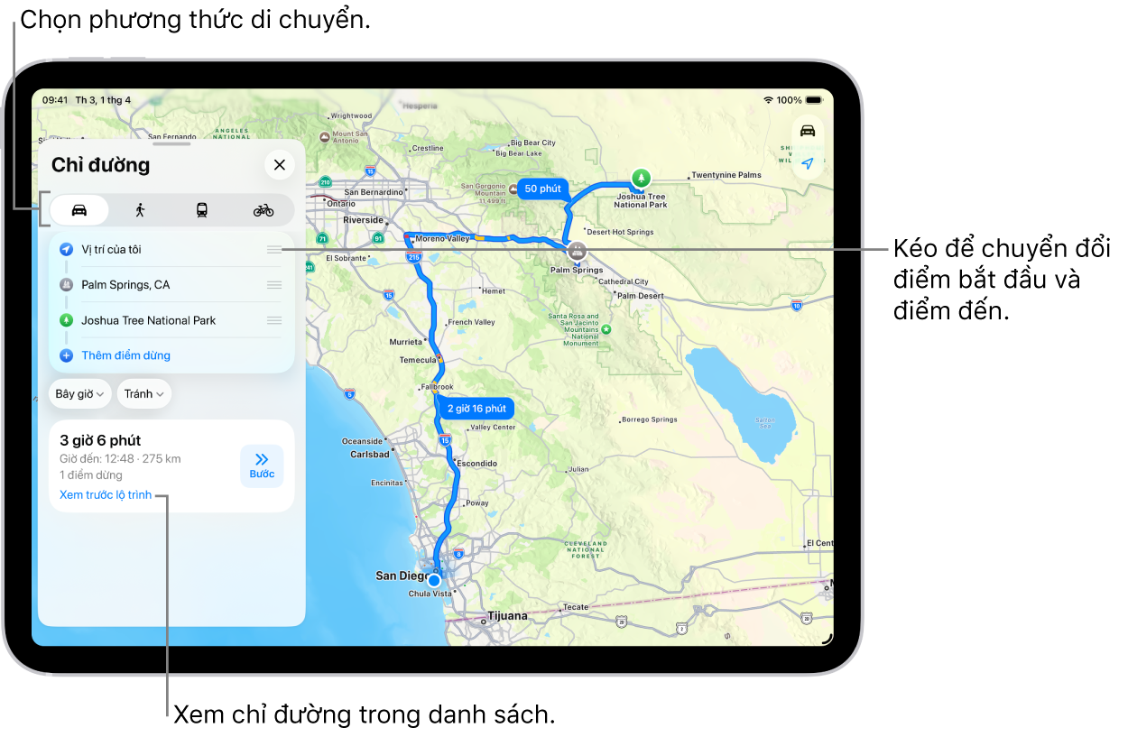 Một bản đồ với một số lộ trình có thể sử dụng cho chỉ đường lái xe giữa Vị trí của tôi và một điểm đến.