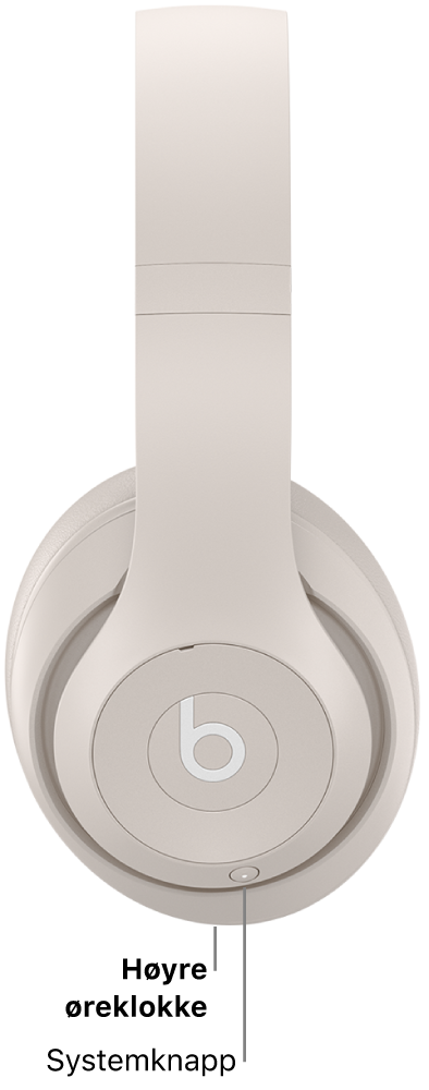 Systemknappen på Beats Studio Pro, plassert på høyre øreklokke.